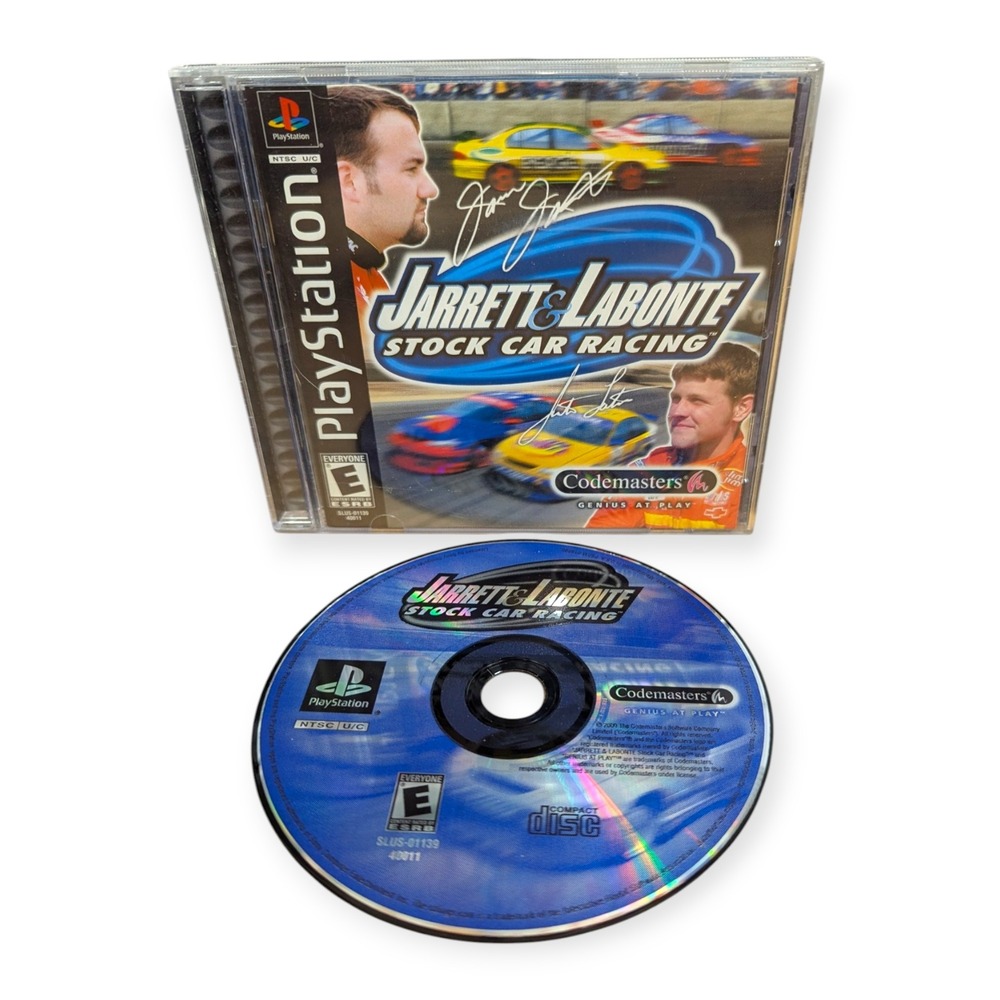 Jarrett & Labonte Stock Car Racing Sony PlayStation 1 PS1 Codemasters 2000 CIB